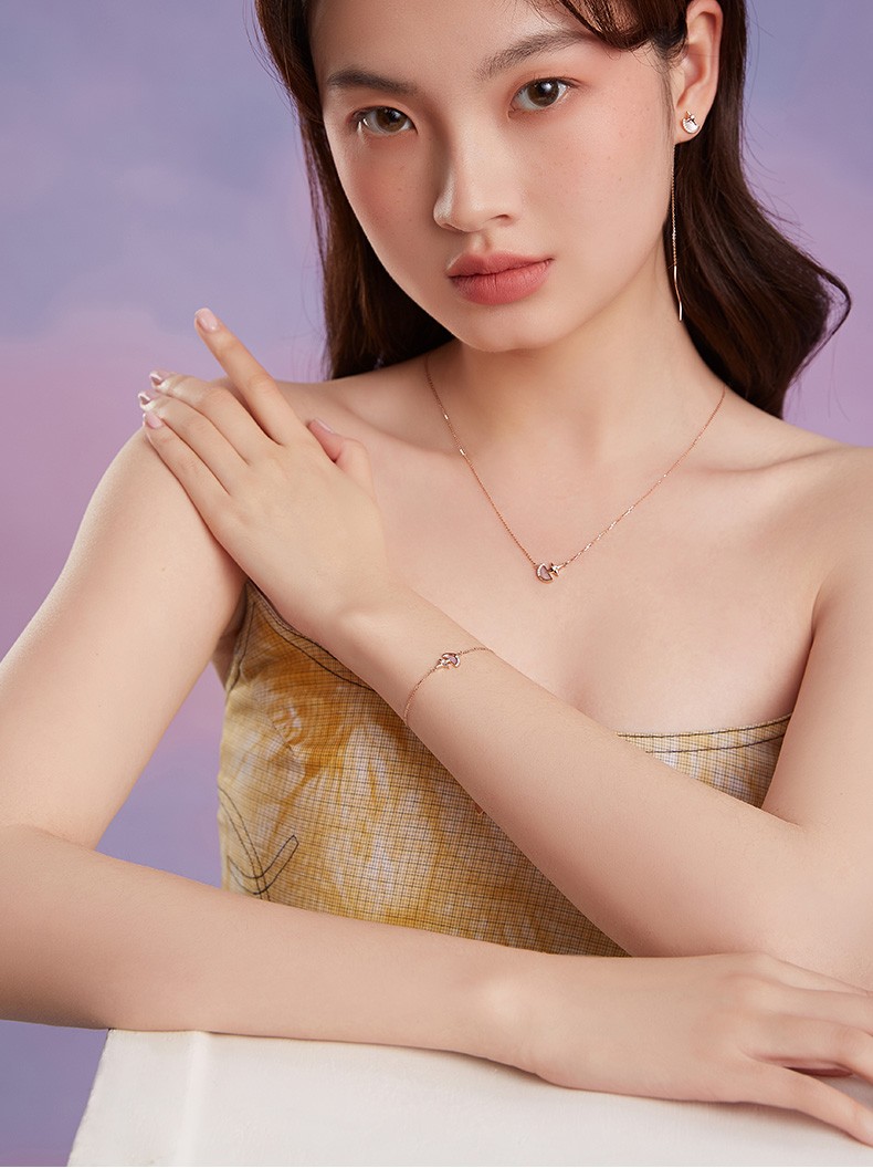 母亲节礼物tsl谢瑞麟星芒系列18k金钻石耳钉女贝母星星耳线ab款耳环