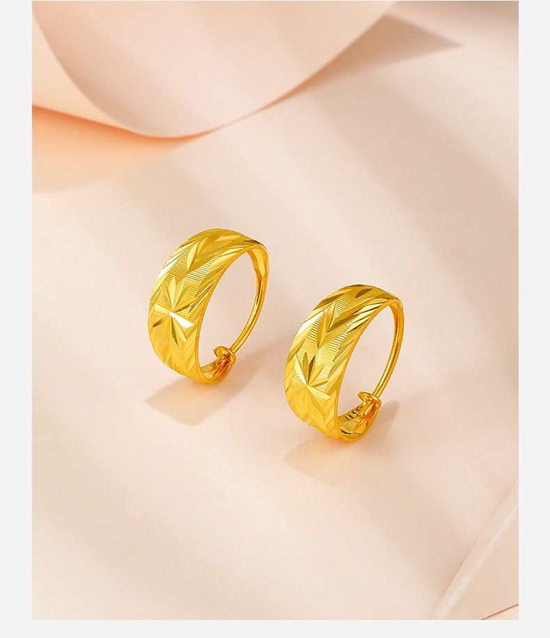 周六福黄金耳饰女款足金车花耳钉耳环计价33g