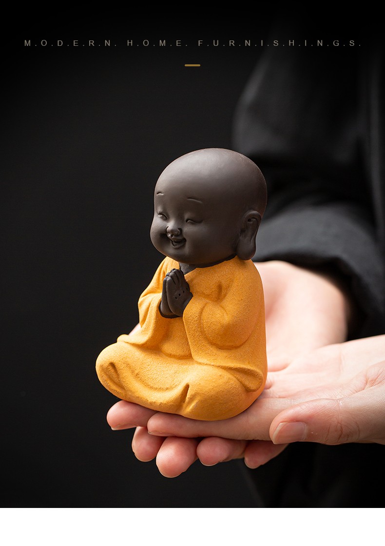 久造紫砂禅意小和尚摆件家居饰品创意摆设个性小沙弥客厅酒柜装饰单