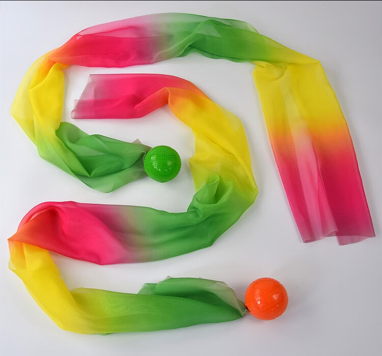 朗宁柔力球彩绸长飘带彩带15米初学者柔力球拍长绸纱巾表演橡胶软球