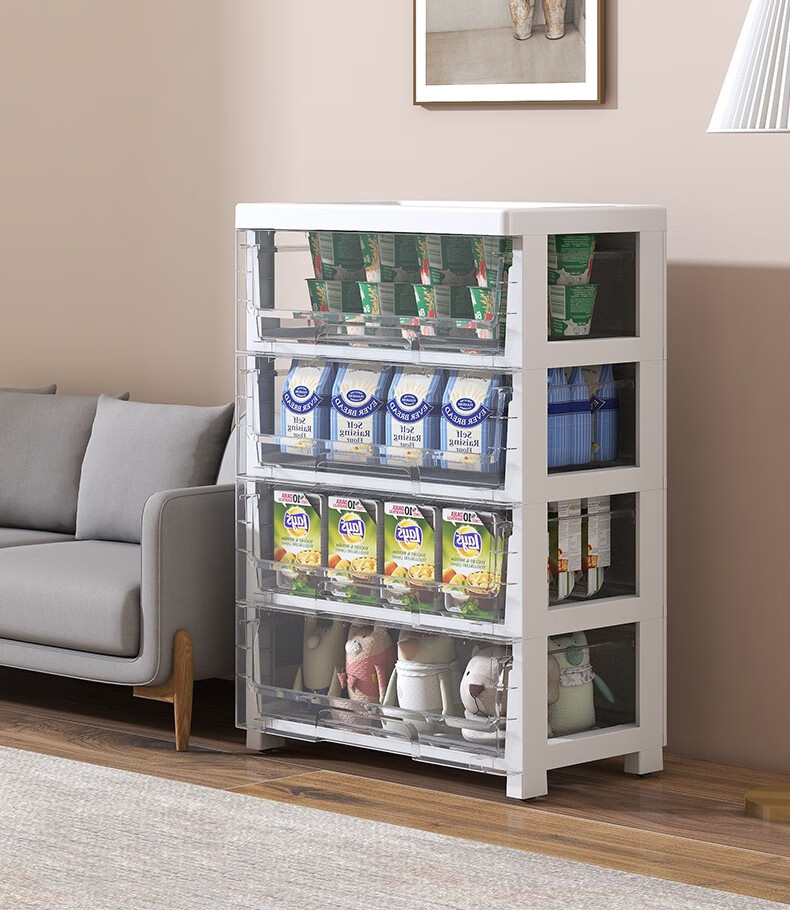 纳份爱透明零食收纳柜子抽屉式储物柜家用塑料客厅玩具整理箱厨房多层