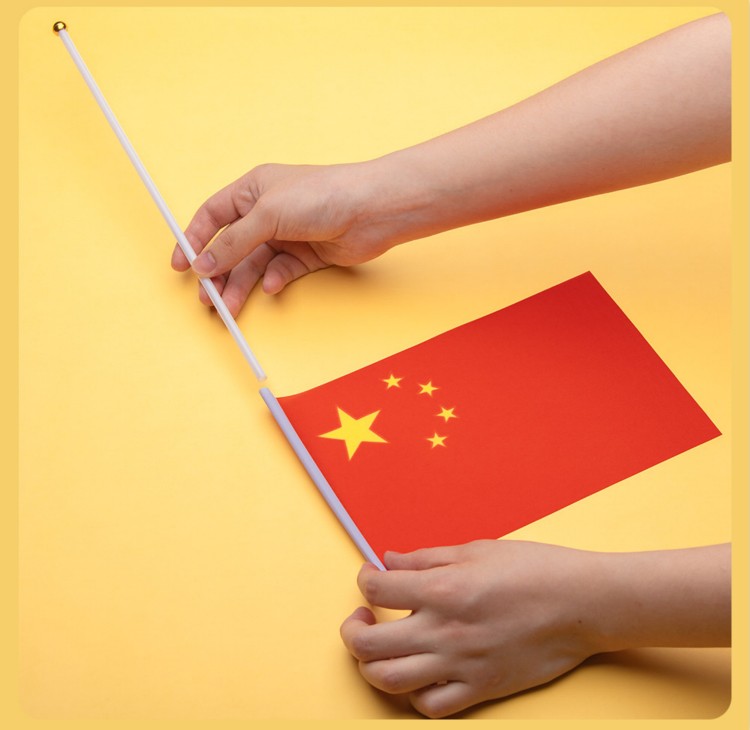 小郎人小红旗手摇旗小带杆五星红旗中国装饰手拿旗子国庆节手持手挥旗