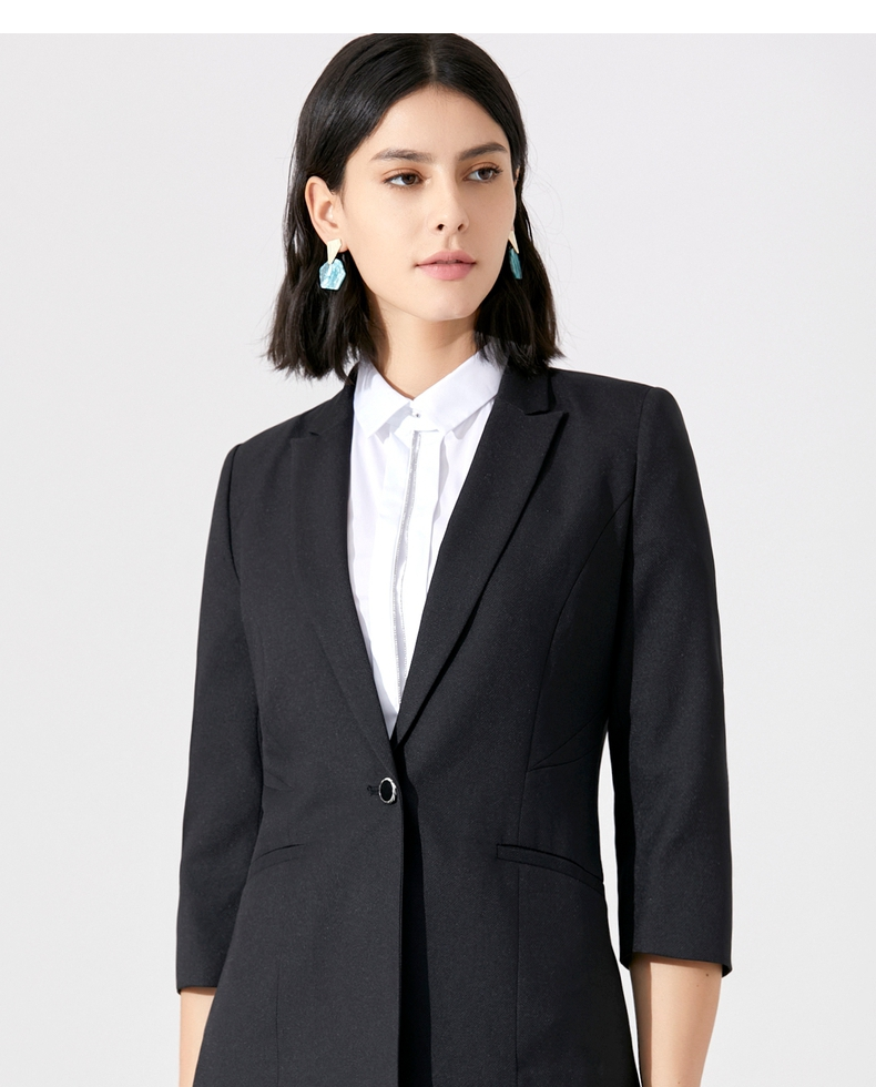 g2000女装2020秋冬新款修身正装西装一粒扣翻驳领商务西服外套黑色