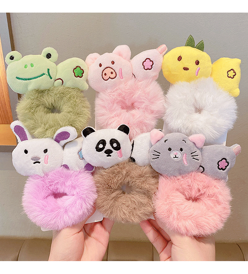 清寻可爱毛绒发圈秋冬女童甜美丸子头少女心扎发小动物系列头绳头饰