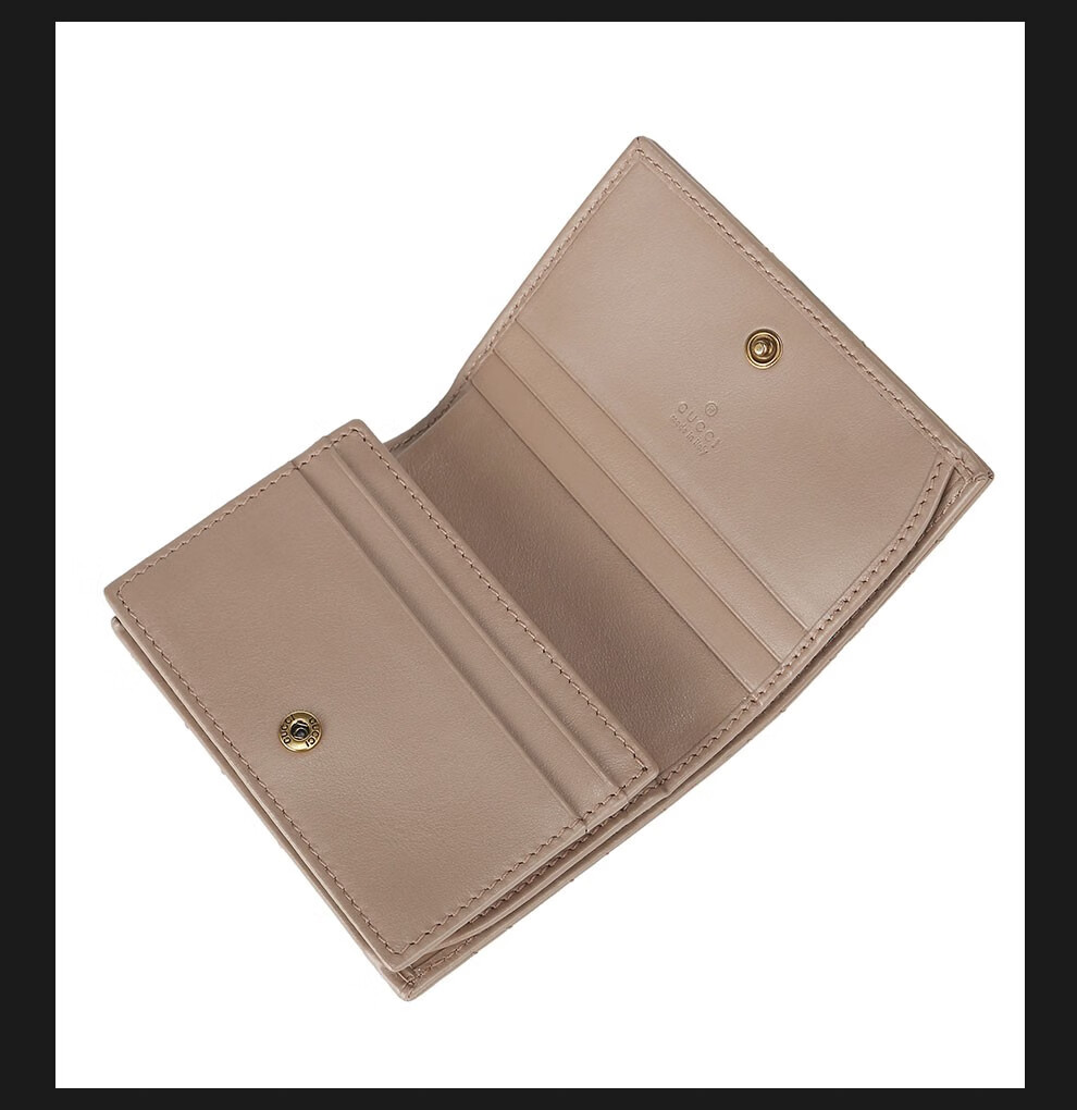 古驰gucci 22秋冬新品女士gg marmont系列卡包皮革手拿零钱卡包 裸