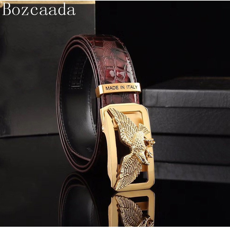 波兹达bozcaada男士皮带意大利进口头层牛皮时尚老鹰头自动扣皮带复古