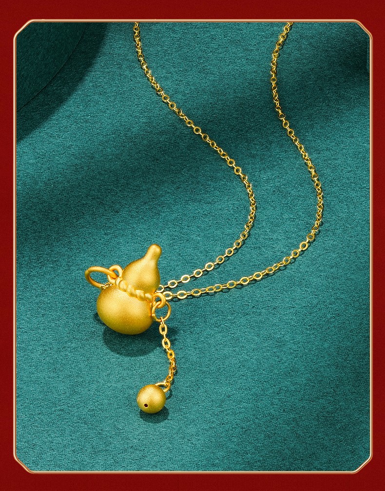 老凤凰999足金小葫芦黄金吊坠女士金葫芦转运珠挂坠流苏小金珠圆珠金