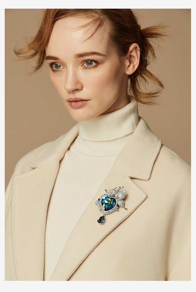 纪诗哲海洋之心胸针女奢华胸花宴会气质送女友老婆情人节生日礼物蓝色