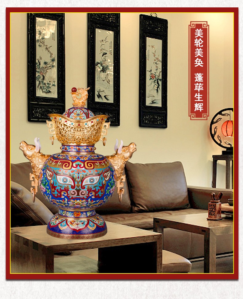 观珐艺术 张同禄《牛转乾坤》景泰蓝收藏品铜胎掐丝珐琅家居客厅办公
