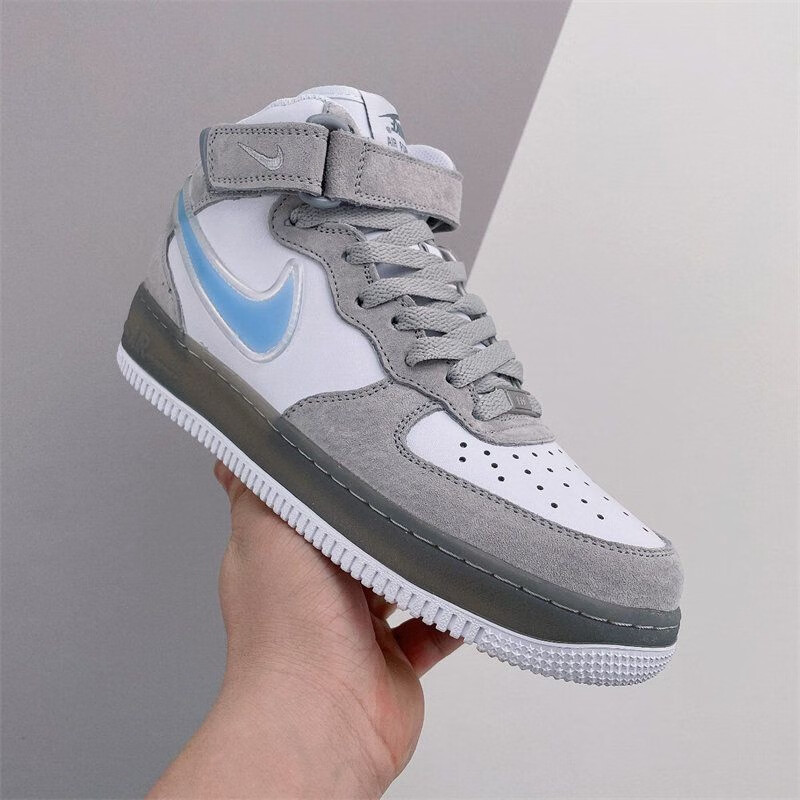 【官方旗舰店】高品质纯原空军一号af1 mid blue 水晶浅蓝防滑耐磨