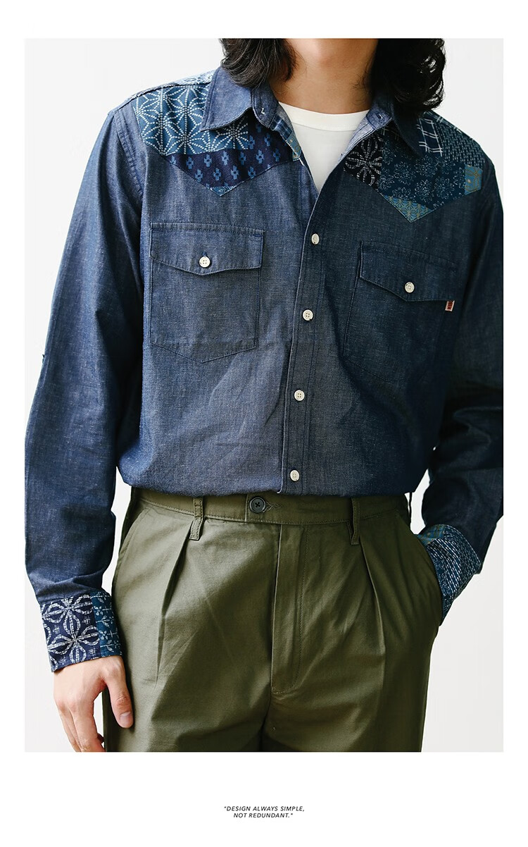 百家布高端美式复古阿美咔叽衬衫牛仔重磅古着工装衬衣mbbcar窄幅