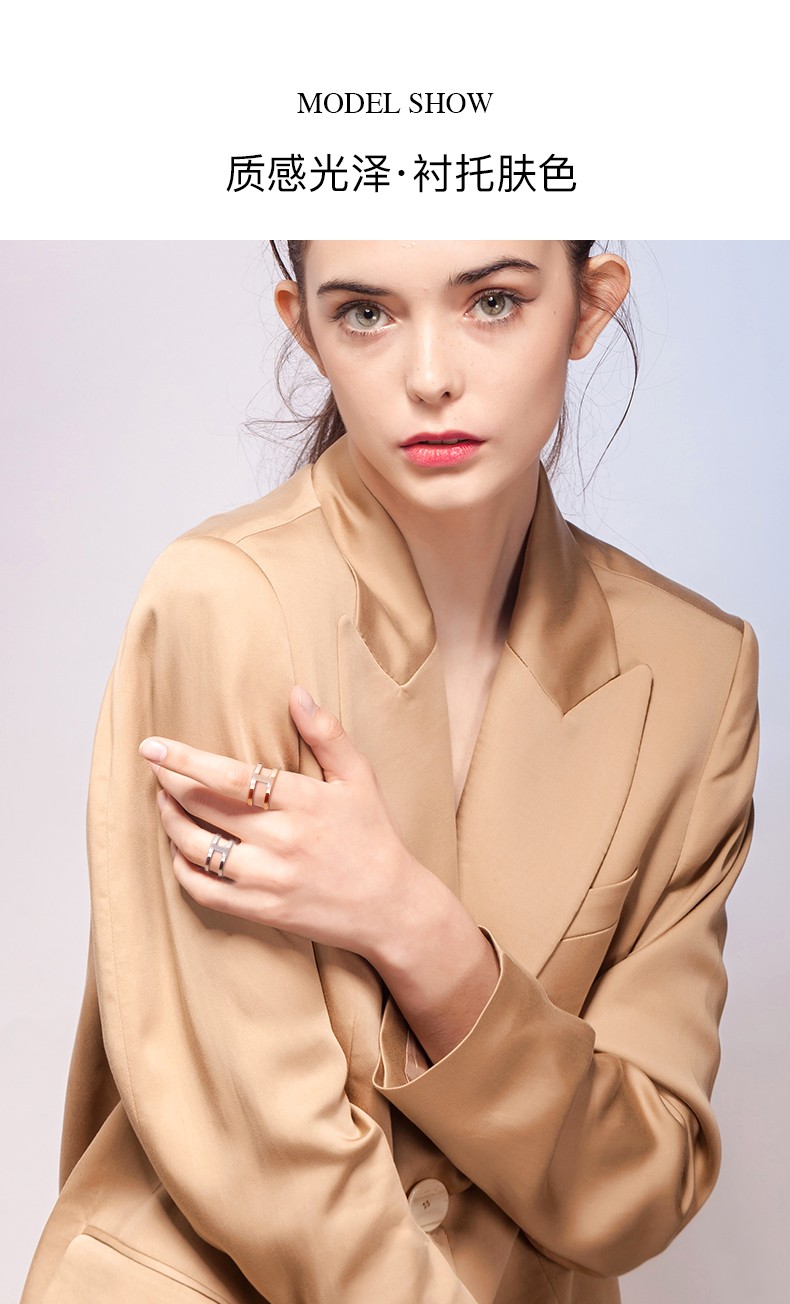 daintywendy等我系列情侣戒指女玫瑰金双色双环素圈对戒网红冷淡风