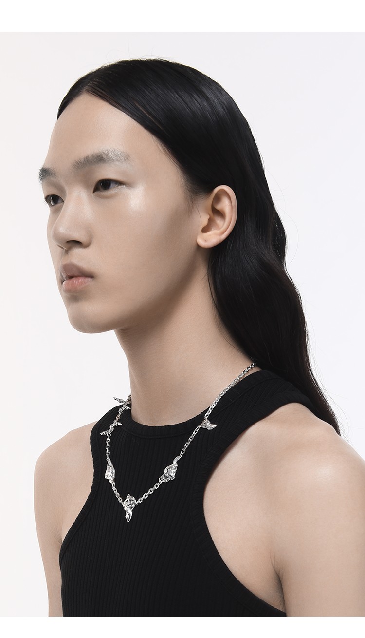 babama项链女空谷碎片系列拼接项链女轻奢潮流锁骨链 银色【图片 价格