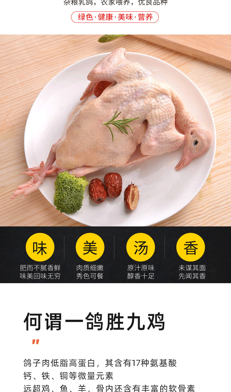 沂·蒙山沟沟新鲜鸽子肉乳鸽生鲜老鸽子活体现杀肉鸽子3只装 老鸽子2