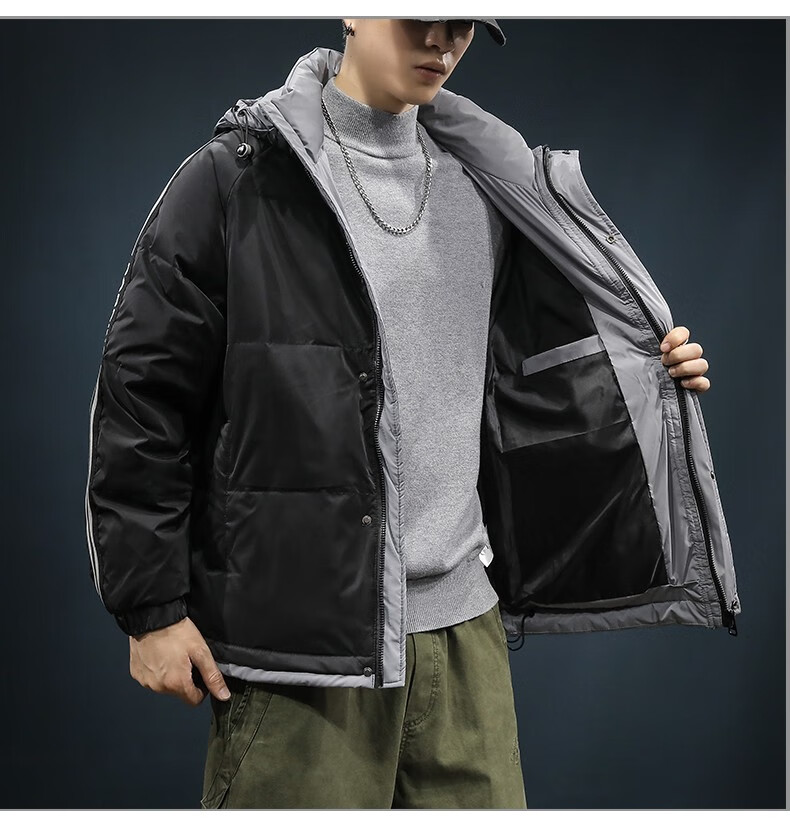 leecooper品牌高端潮流羽绒服男2022年冬季新款保暖舒适简约上衣纯色