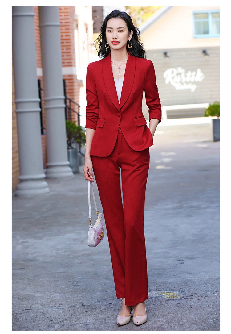 vkhv品牌红色西装套装女秋季2021新款职业装气质女神范西服正装单件