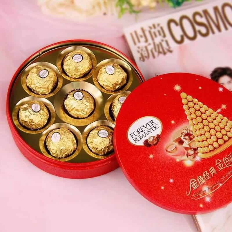 费列罗(ferrero)巧克力8粒礼盒装 8粒红色铁盒 粒红色铁盒【图片 价格