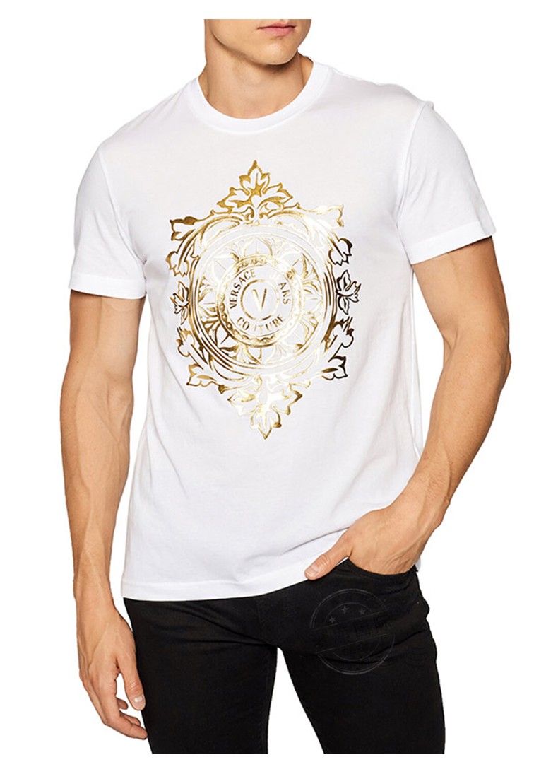 范思哲versacet恤男士vj系列字母印花圆领短袖71gahf05cj00fg03白色m