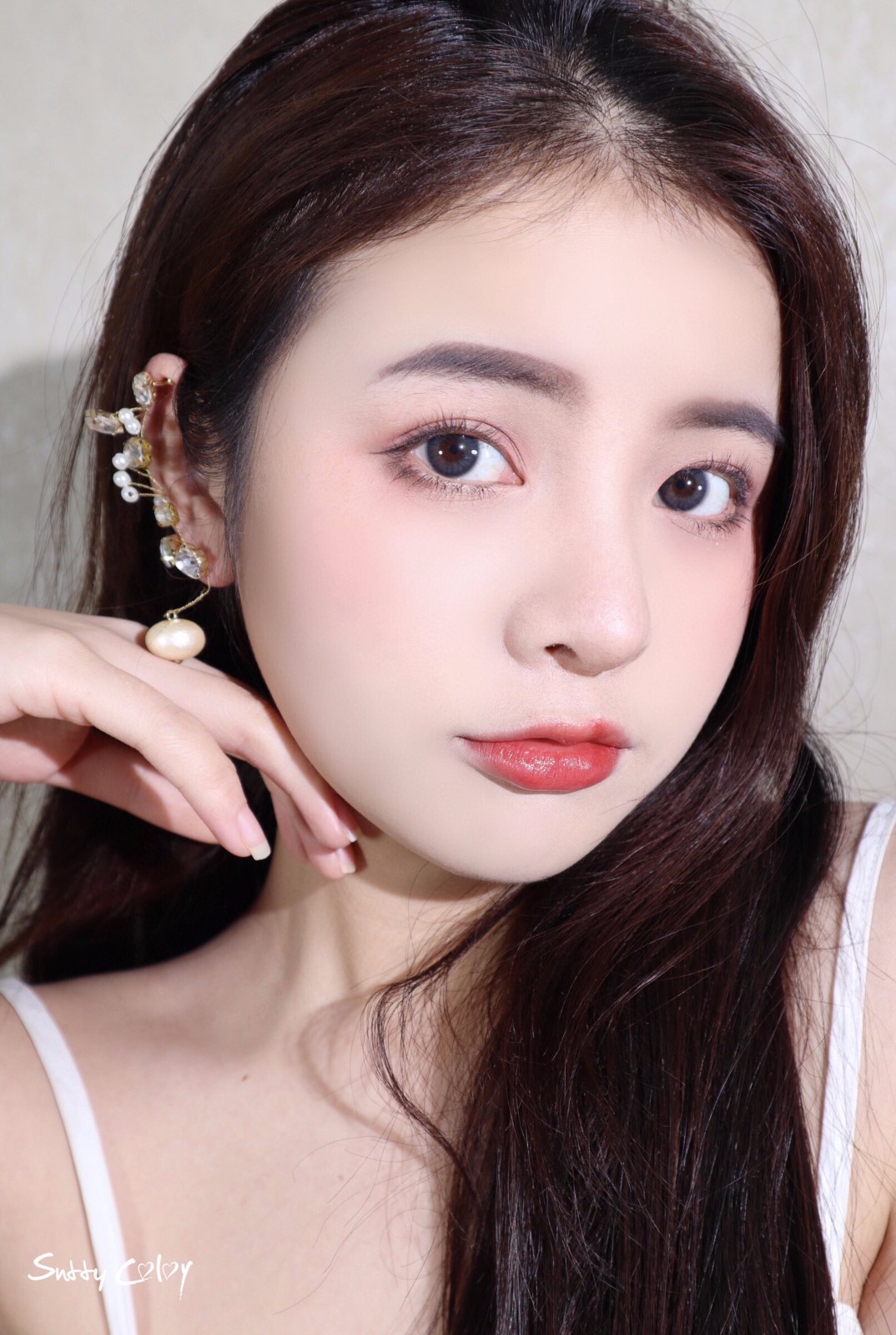 sntty 青桃棕美瞳年抛女青烟灰微蓝粉彩色隐形眼镜 sntty 青烟灰 350