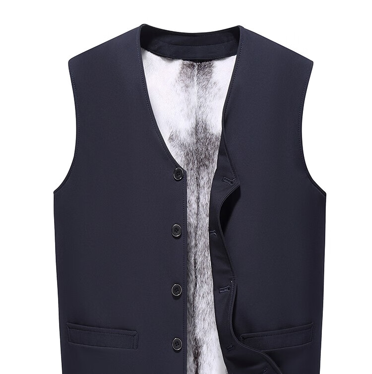 恒源祥皮草坎肩整貂背心水貂毛貂绒马甲男貂皮马甲休闲外套冬季保暖