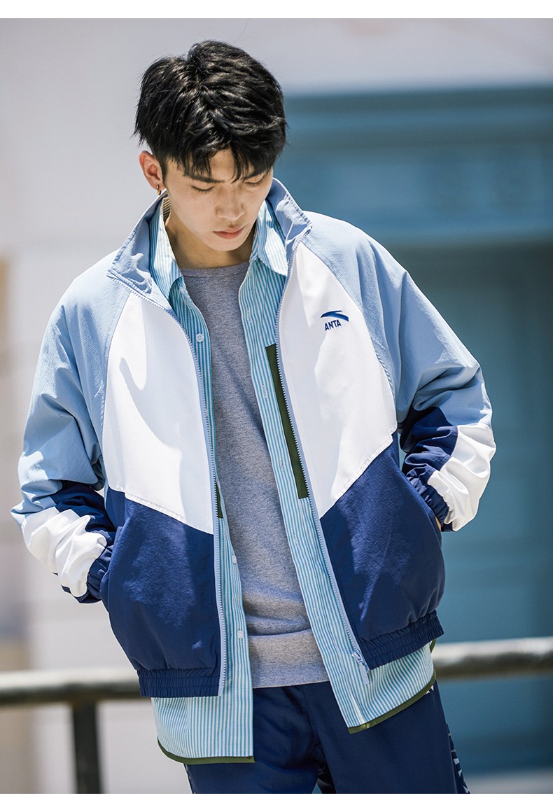 运动外套男士2021秋季新款休闲立领开衫上衣撞色茄克1521386033男装灰