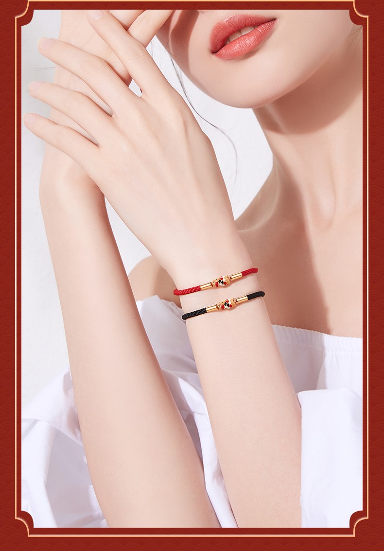 克拉苏(crassus)玲珑骰子安红豆情侣手链一对时尚男女款红手绳相思