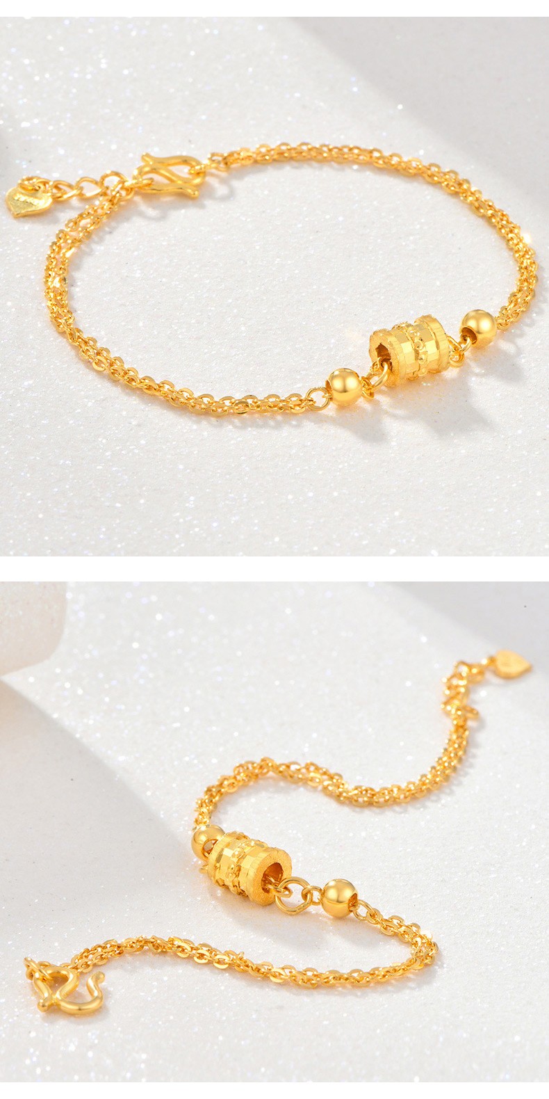 diamart珠宝黄金小蛮腰手链9999足金转运珠时尚简约手饰可调节手绳