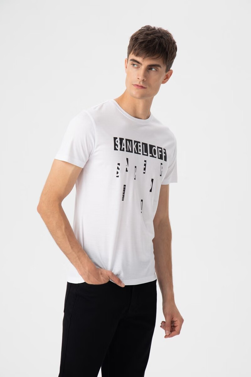 sk男装圣加诺夫透气修身字母男士t恤衫2022年品牌商场同款短袖圆领