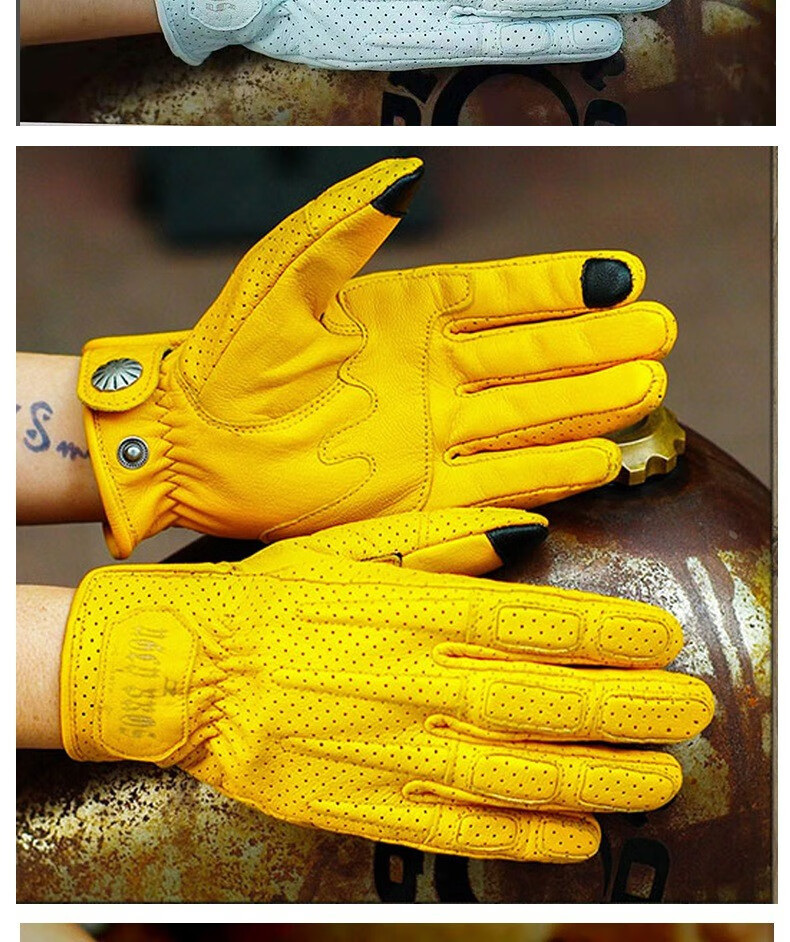 uglybros摩托车手套夏季透气真羊皮机车防摔触屏复古哈雷防护真皮骑行