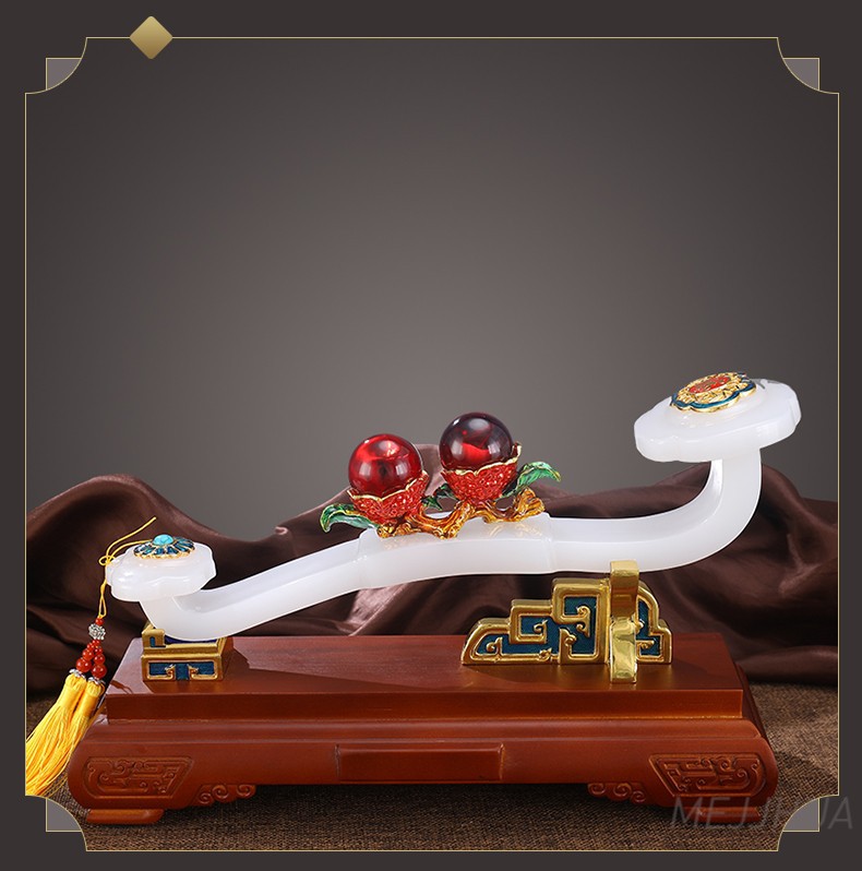 梦佳家画玉如意摆件玉石招财客厅进门玄关酒柜工艺品装饰品搬家乔迁