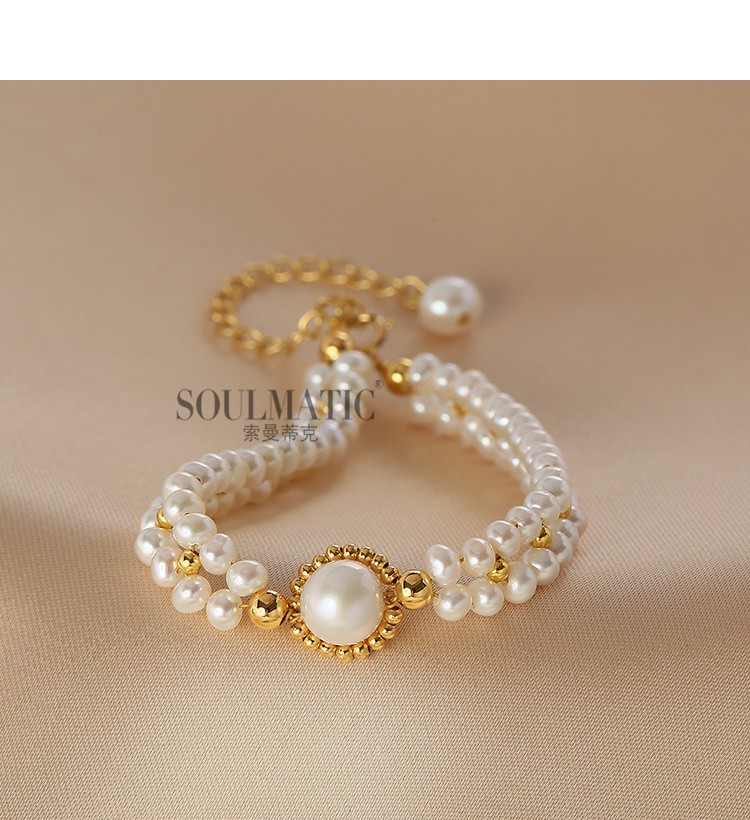 小众设计感纯手工编织手串时尚百搭送闺蜜送女友生日礼物双层珍珠手链