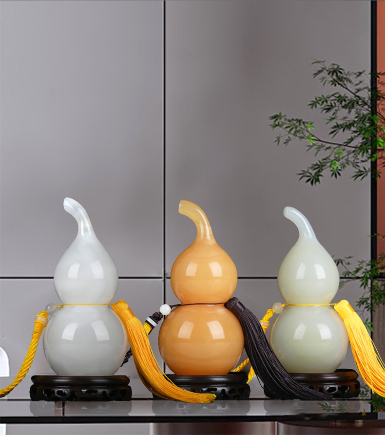 家居办公室玄关装饰工艺品乔迁礼品福禄摆件古青玉葫芦乔迁开业送礼佳