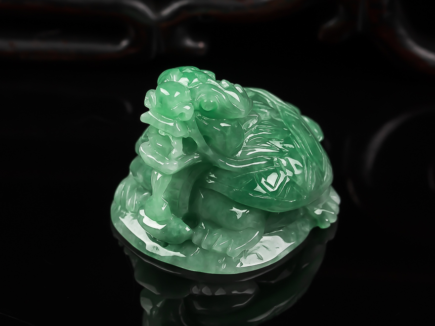 珠宝严选唯玉美翡翠龙龟小摆件玉石坠a货珠宝玉器附鉴定证书送爱人