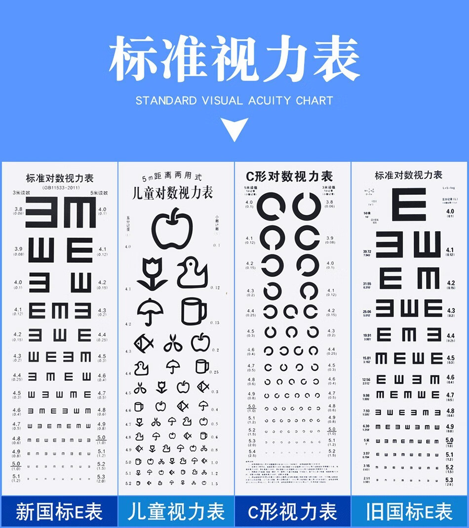 标准对数视力表防撕视力检查视力表成人视力表挂图清晰儿童版图形对数