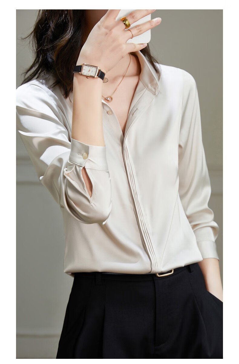 苏若兰丝质女士衬衣春夏新款女士缎面衬衫柔软光滑高级感透气凉爽职场