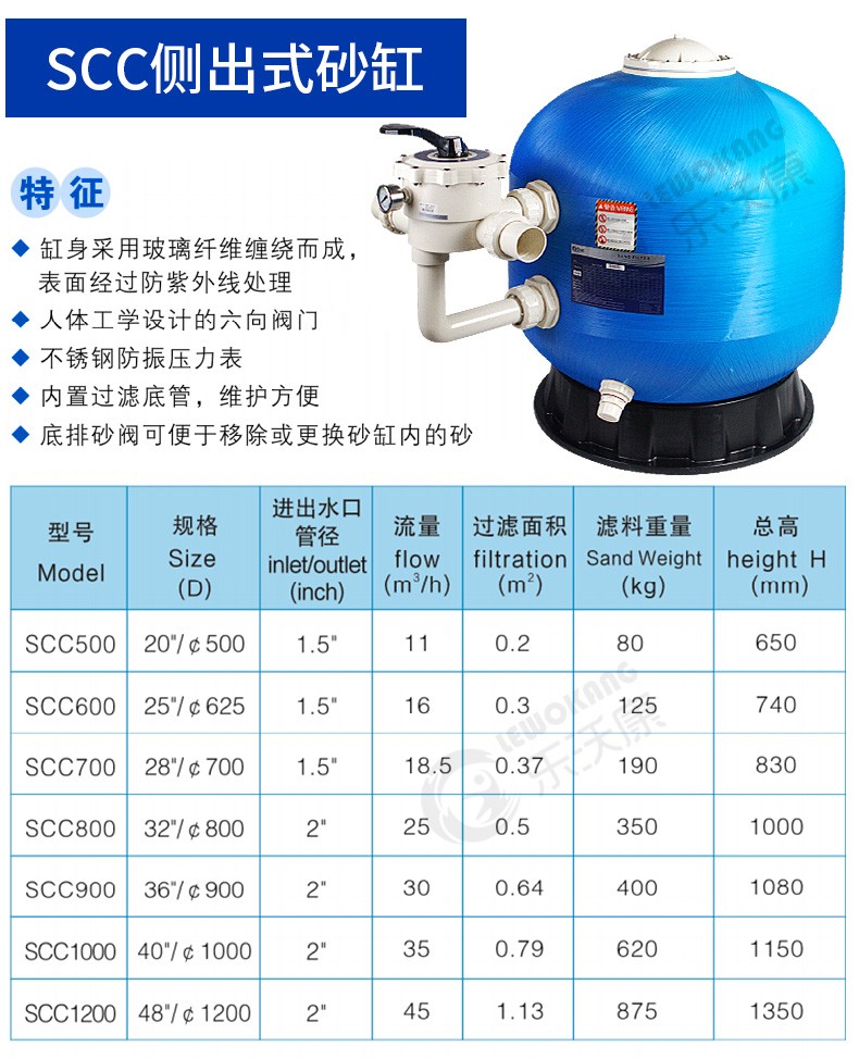 景观池鱼池游泳池沙缸过滤器循顶出式过滤砂缸沙钢石英砂过滤器浴池