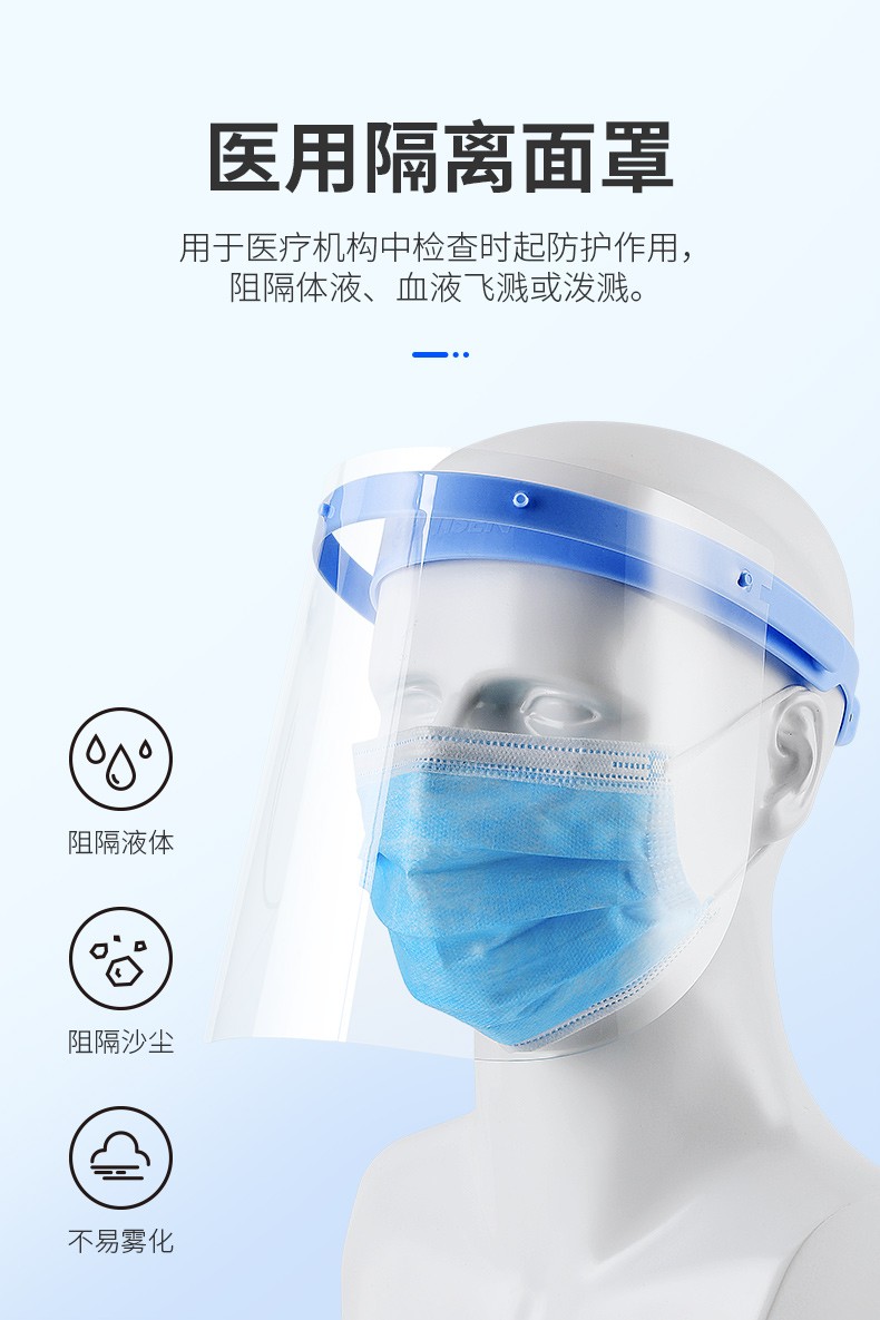 医用隔离透明面罩防护全脸医生日常用品耗材一次性防飞沫防雾头罩面罩