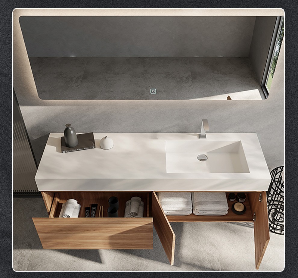 【免费测量】财富村 轻奢岩板一体盆浴室柜组合卫生间现代简约北欧