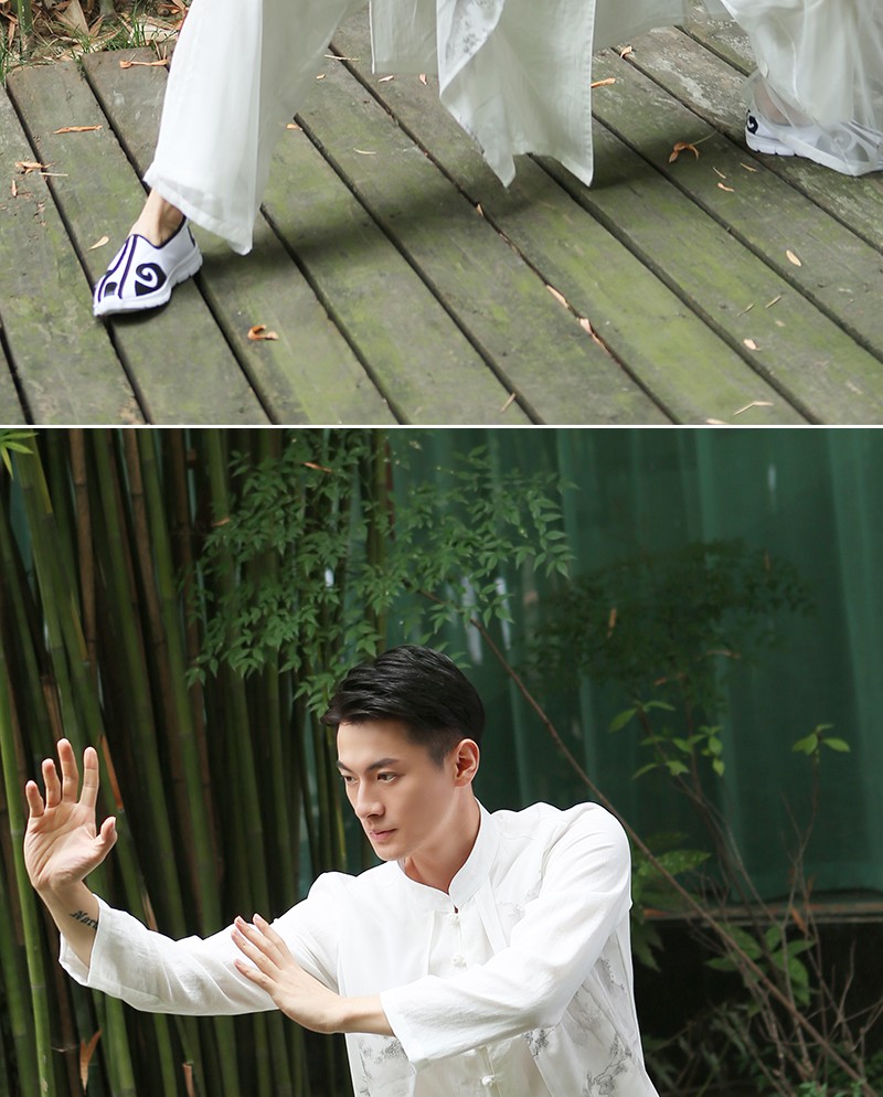 shese轻奢品牌男士茶服男亚麻中国风男装套装唐装长衫仙气古风古装禅