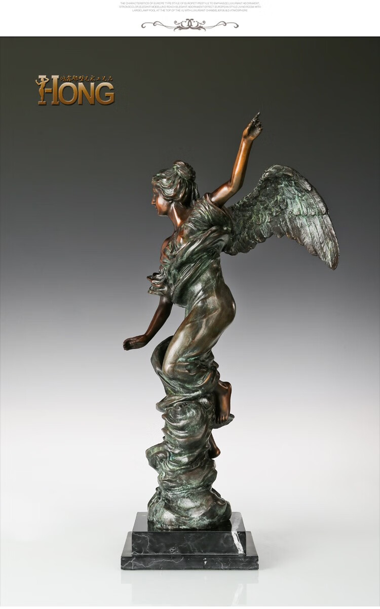 时光物语铜雕天使报喜铜工艺品欧式人物雕塑酒店办公室家居客厅摆件