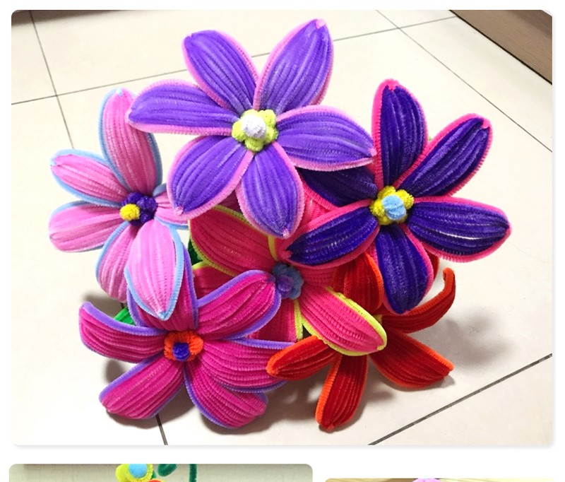 金葱波浪毛条儿童幼儿园绒线铁丝仿绒花扭扭棒10色金葱扭扭棒200根