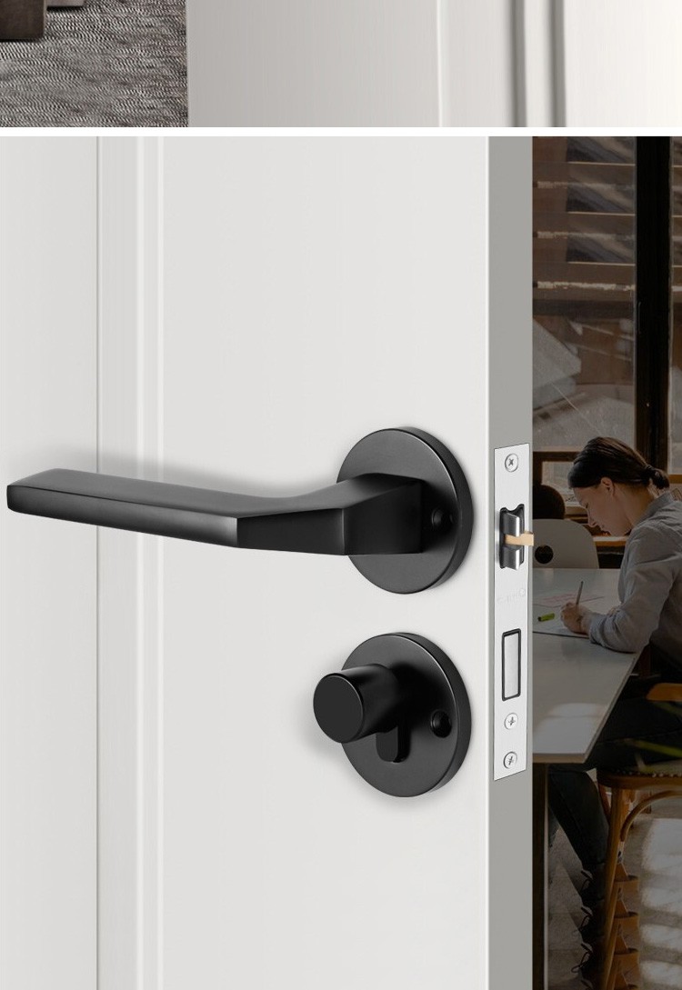 房门锁现代简约实木门锁把手方向通用型锁具d款静音锁3片平开合页门吸