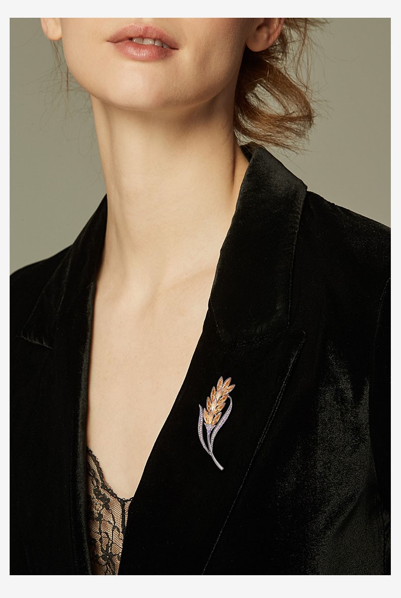 纪诗哲麦穗高档胸针女奢华胸花施华洛世奇元素宴会气质送女友老婆情人