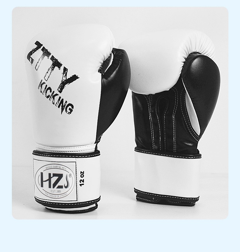 海之景拳击手套散打拳套男女训练沙袋泰拳格斗搏击成人拳套暗影白色10