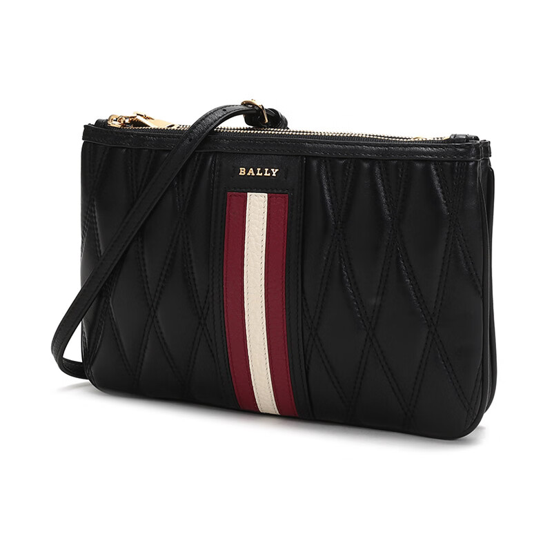 女包巴利 bally 女士羊皮单肩斜挎包手拿包 drice qt 170 黑色红白