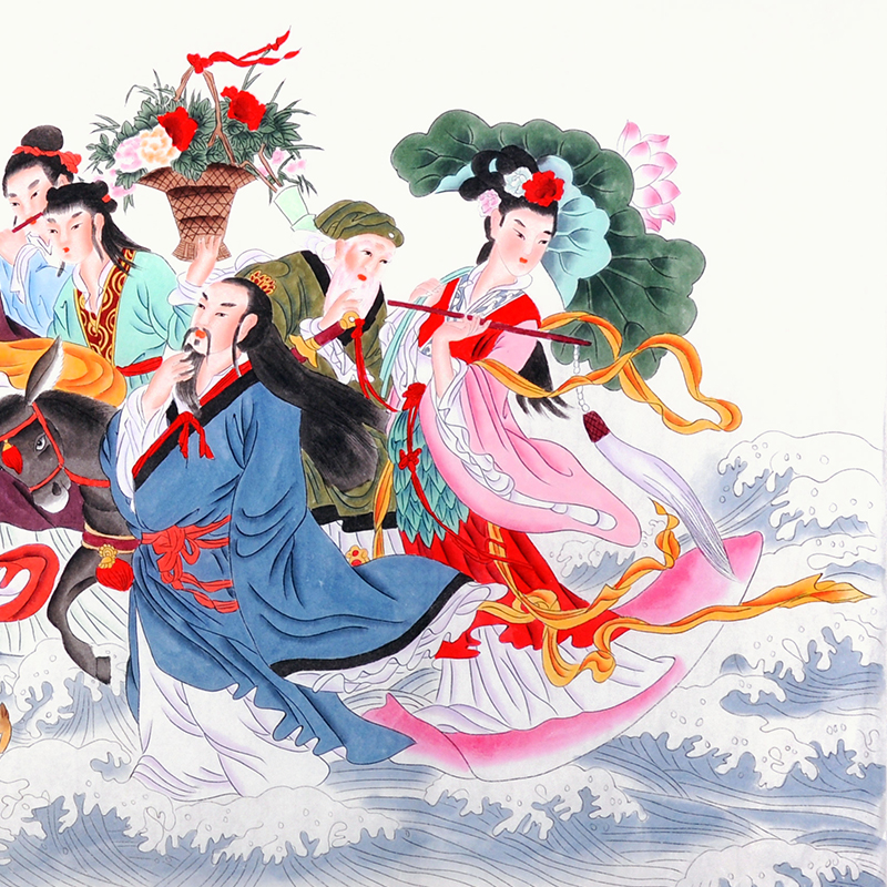 国家一级美术师 白石传人 董长青【八仙图】a2447/133*67cm/画芯 国画