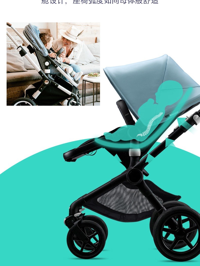 bugaboo fox2 套装博格步高景观婴儿车多功能推车(预售) 黑架朱砂红蓬