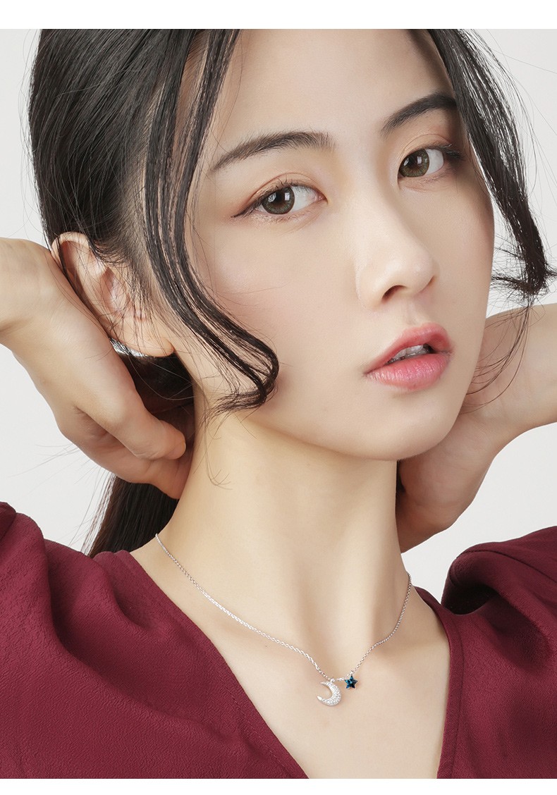 溪润星星月亮925银项链女潮网红简约气质轻奢小众锁骨链颈链日韩学生