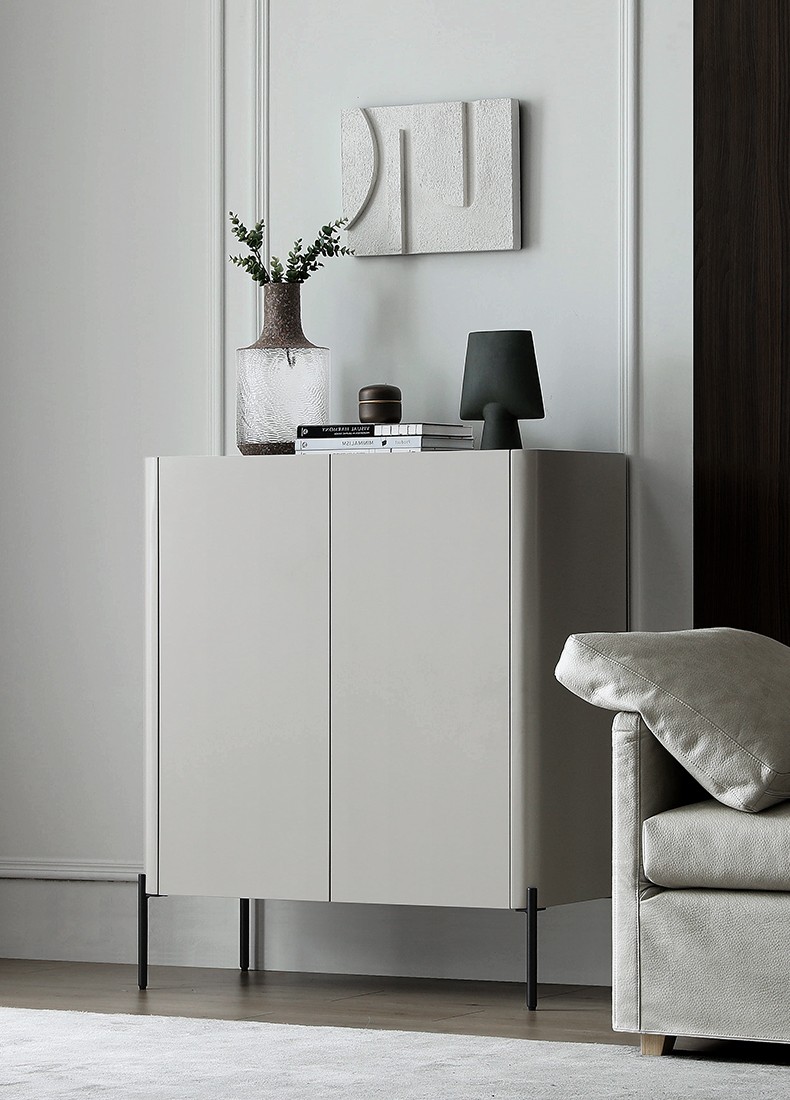 圣西梵现代简约餐边柜收纳柜客厅柜子储物柜卧室边柜靠墙超薄极简灰色