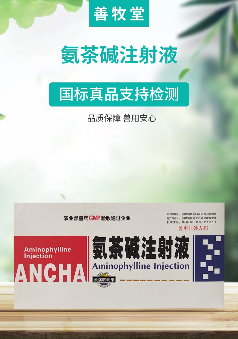 石佳(shijia)兽药氨茶碱10支兽用猪牛羊氨茶碱针剂猫犬宠物咳嗽缓解